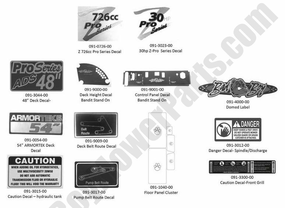 1023 - Bad Boy Mower Parts Lookup > 2014 > Stand-On > Decals